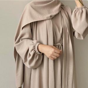 High Quality Modest Abaya Designs Wrinkle Polyester 2 Piece Abaya Set Traditional Muslim Clothing Women Abaya Modest Dresses
