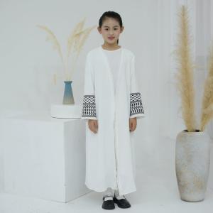 Plain Abayas for Child Kids Modest Abaya Dubai Muslim Kaftan Under Dress Girl Robe