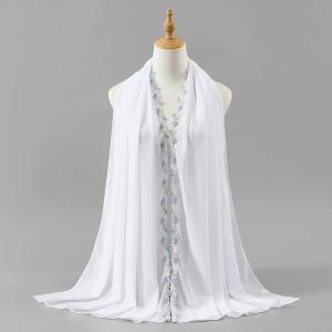Wholesale Women Islamic Shawl Muslim Hijab Headscarf Bawal Tudung Floral Rhinestone Chiffon Hijab Scarf