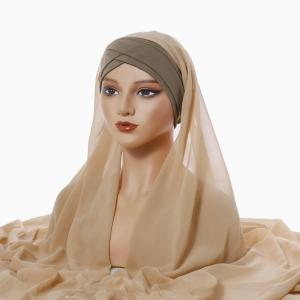 New Style Chiffon Wrap Headscarf Plain Chiffon Scarf Ladies Forehead Cross Headscarf 