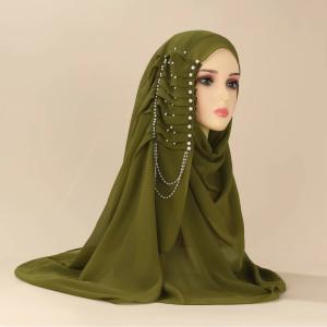  Diamonds Beading Lace Muslim Women Chiffon Pearls Scarves Women Hijabs