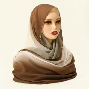 New Malaysian Gradient Chiffon Hijab with Chain Chiffon Hijab Fashion Breathable Shawl