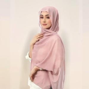 Premium Chiffon Hijab, Muslim Women Long Traditional Scarf Shawl, Pearl Chain Chiffon Scarf 
