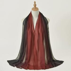 Ombre Chiffon Hijab Long Pearl Chiffon Scarf, Double Colors Chiffon Hijab