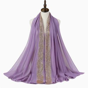 2026 Shimmer Chiffon Hijab Scarf Solid Color Glitter Scarves Muslim Shawls Supplier Islamic Headscarf