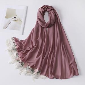 Wholesale Chiffon Hijab Beautiful Hijab With Lace Chiffon Scarf Premium Shawl for Muslim scarf Women hijab