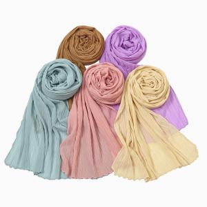 Premium Muslim Shawl, Woman Plain Chiffon Scarf, Crinkle Chiffon Hijab