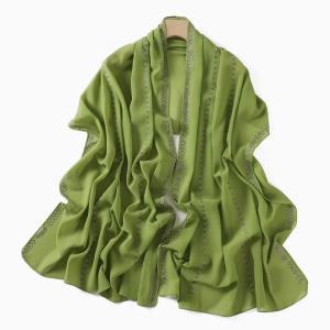 Rhinestones Decor Plain Bubble Chiffon Shawls Scarf Muslim Pearl Chiffon Hijabs