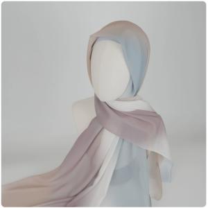 Gradient Tie-Dye Chiffon Turban Hijab for Muslim Women Middle Eastern Women Headscarf Chiffon Hijab