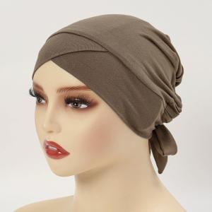 New Trend Fashion Criss-Cross Elastic Tie Back Cotton Jersey Underscarf Convenient Solid Color Inner Cap for Muslim Women Hijab