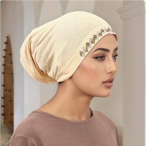 Rhinestone Muslim Inner Hijab Cap Headscarf Wraps Hijab Undercaps Turban Hat Cotton Jersey Tube Underscarf for Women