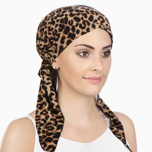 Leopard Floral Printed Turban Elastic Long Tail Head Scarf Sleep Hair Bonnet Hat Ethnic Head Wraps for Women