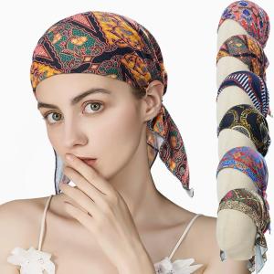 New Stretchy Pre Tied Hair Turban Chemo Hat Cancer Print Headscarf Women Head Wrap Bonnet