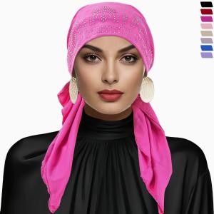 Rhinestone Muslim Inner Hijab Cap Headscarf Wraps Instant Turban Jersey Underscarf 