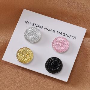Solid Color Waterdrill High-end Luxury Muslim Hijab Scarf Accessories Clothing Magnetic Clasp Round Magnet Pins