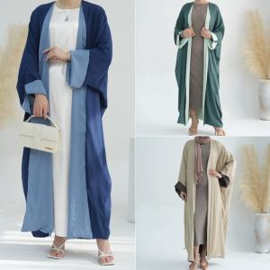 New Islamic Clothing EID Ramadan Linen Reversible Cardigan Women's Dresses Open Abaya Women Muslim Dress