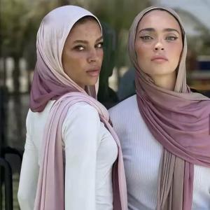 Two Colors Summer Gradient Color Headscarf Muslim Soft Comfortable Scarf Popular Stretchy Ombre Jersey Hijab