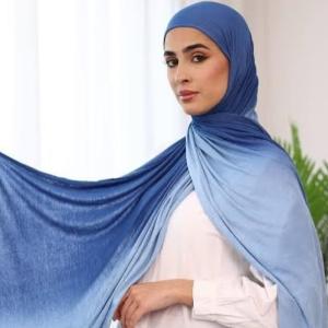 Premium High-quality Mercerized Cotton Gradient Double-sided Permeable Sweatband Long Scarf Ombré Jersey Hijab