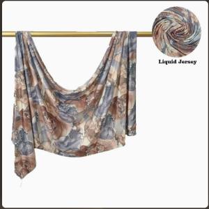 High Quality Liquid Jersey Hijab With Print Muslim Women Soft Comfortable Scarf Shawl
