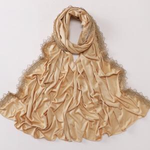 Luxury Mercerized Jersey Headwrap Scarf with Lace Trim Soft Breathable Shawl Wrap 