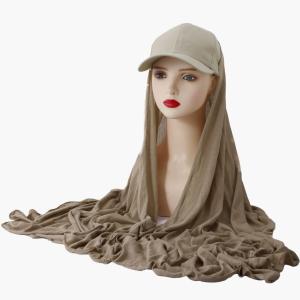 Muslim Women Plain Shawl Instant Hijab With Baseball Cap Jersey Sport Hijab Scarf
