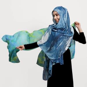 High Quality Watercolour Marble Water Printed Hijab Muslim Women Shawl Viscose Modal Hijab