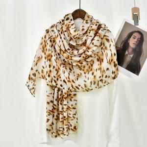Ladies Ethnic Fashion Cotton Scarf Shawl with Leopard Print Fashionable and Stylish Scarves and Shawls