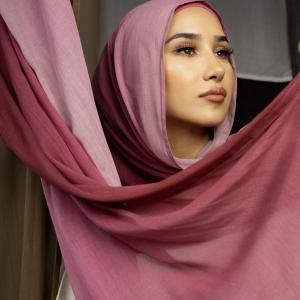 New Model Long Cotton Wide Edge Scarves Shawls Gradient Color Hijabs Muslim Women Plain Modal Head