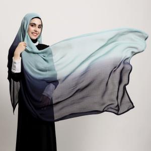 Muslim Women Shawl Double Stitches Edge Viscose Rayon Cotton Modal Ombre Hijab Scarf