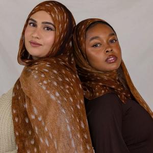 New Vela Deer Printed Modal Hijab Muslim Scarf Fashion Watercolor  Print Soft Modal Hijabs Scarves Shawls for Women