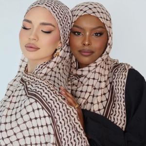 Custom New Premium Quality Modal Prayer Hijab Shawl 170*80cm Autumn Keffiyeh Scarves Printed Palestinian Muslims