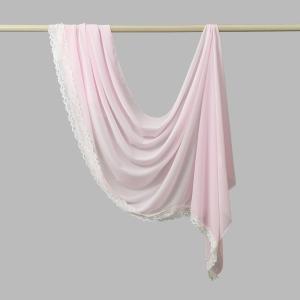 Islamic Solid Color Pearl Chiffon Embroidered Lace Long Scarf Women's Fashion Shawl Muslim Summer Headwrap