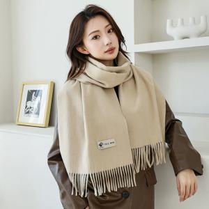 Autumn and Winter Solid Color Imitation Cashmere Scarf Thickened Warm Long Plain Tassel Scarves