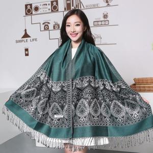 Luxury Ladies Winter Jacquard Shawl Printed Cashew Flowers Ethnic Scarf Wrap Thick Long Blanket Tassel