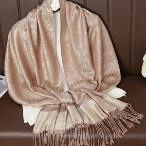 Ethnic Shawls for Ladies Delicate Tassel Wrap Blanket Customizable Jacquard Pashmina Scarf