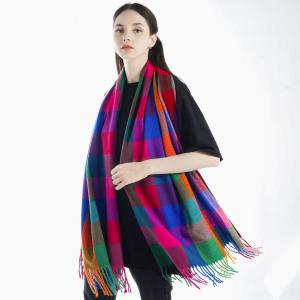 Women's High Quality Polyester Plaid Scarf Autumn Winter Warm Long Thick Double-Sided Scarves