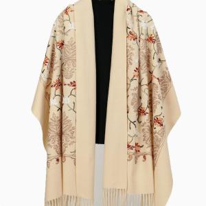 Fashion Thick Warm Cashmere Shawls Mixed Long Winter Classic Poncho Scarves Delicate Embroidery Scarf Tassel Shawl