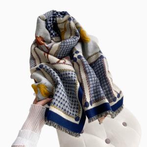 Women's Fashion Multi-Pattern Printed Scarf with Houndstooth Chain Accents and Animal Print Modern Shawl Wholesale