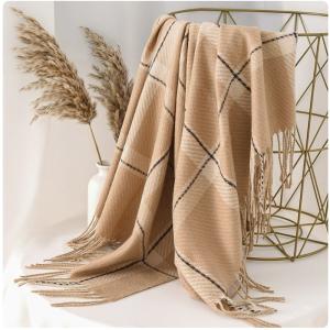Autumn Winter Plaid Thickened Warm Shawl Women's Double-sided Reversible Scarf Cashmere Feel Shawl