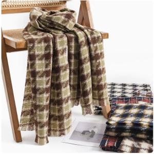 Women's Winter Popular Multi-functional Scarf with Houndstooth Pattern Warm Outer Shawl