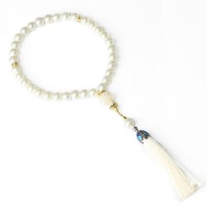 33 Muslim Prayer Beads 10mm Pearl Bracelet With Tassels Misbaha Jewelry