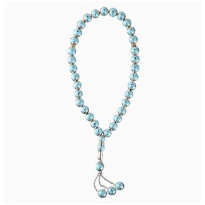 Muslim Rosary 33 Beads 12mm Turquoise Silver Islamic Prayer Beads Bracelet Tabithi