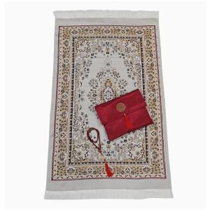 New Islamic Cushioned Washable Polyester Prayer Mat Sajadah Gift Set Portable Bag