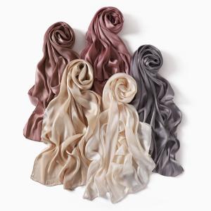 New High Quality Solid Color Soft Breathable Wide Satin Silk Scarf Muslim Women Shimmer Plain Head Scarf Hijab