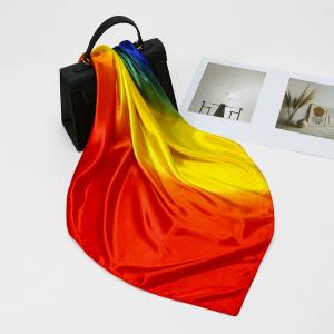 Top Quality Satin Print Ethnic Summer Hijabs Ombre Silk 90cm Square Muslim Women Shawl