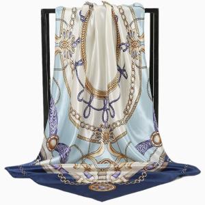 90CM Square Large Designer Digital Print Luxury Satin Scarves Women Head Satin Finish Scarf