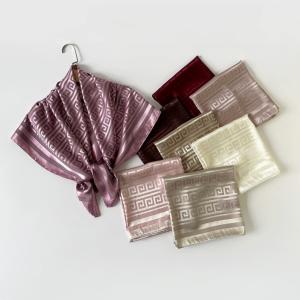 Custom Solid Color Jacquard Geometric Pattern 90cm Square Silk Feel Scarf for Womens 