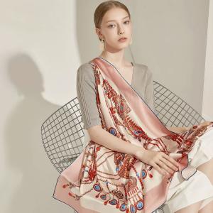 Big Silk Satin Scarf Shawl for Women 110cm Personalized with Digital Logo Printing for Summer