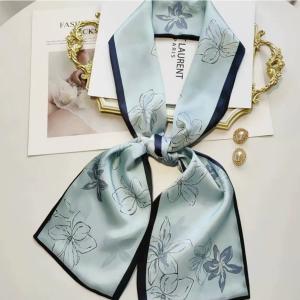 Women's Multi-Functional Silk Neck Scarf Long Narrow Flower Printed Hair Ties Bag Ribbon Decorative Shawl & Scarf Product