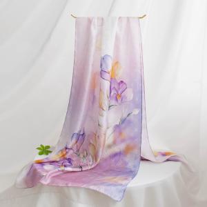 Custom Printed Luxury 100% Pure Silk Soft Long Neck Women Silk Scarf